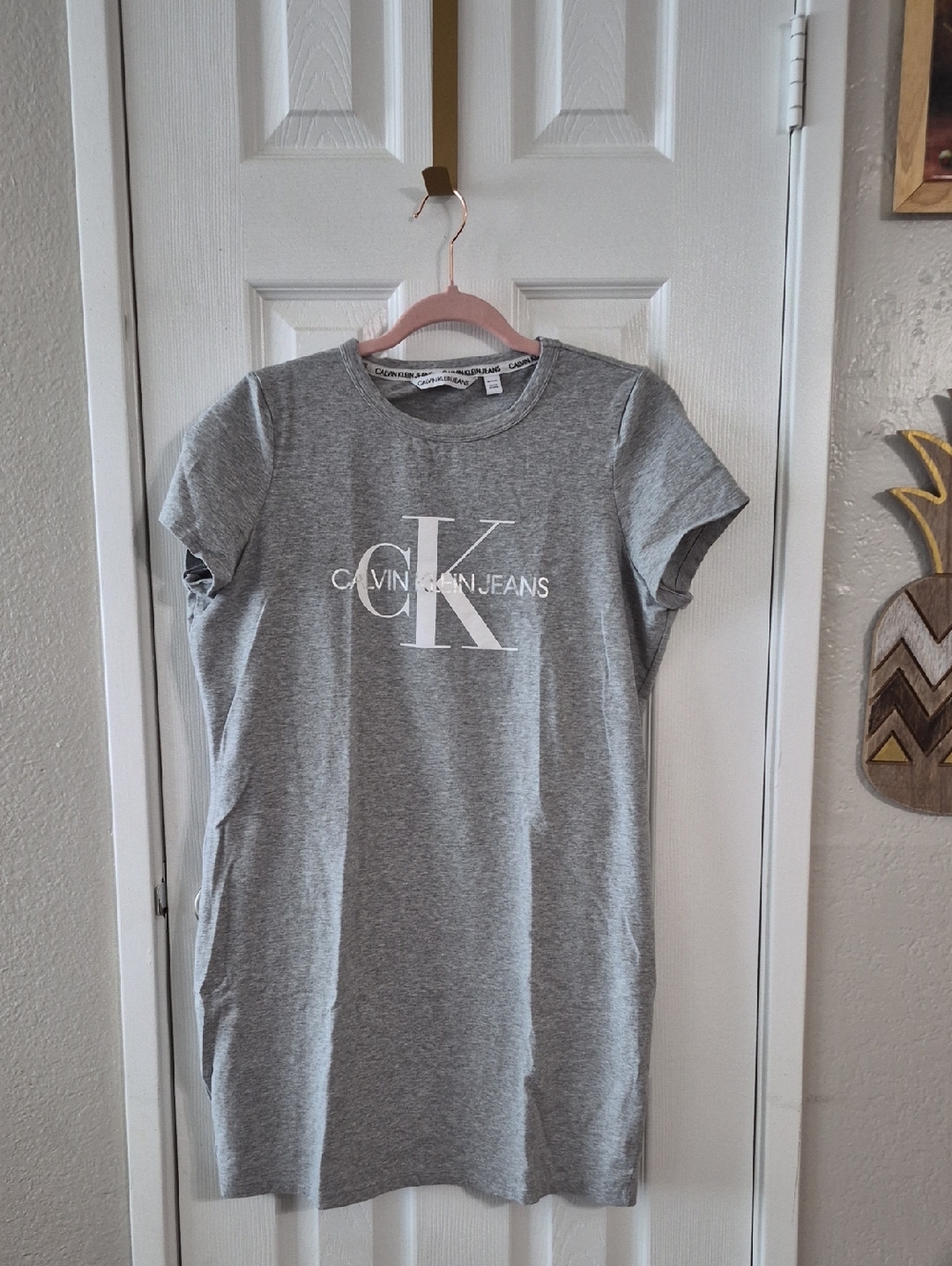 Calvin Klein Jeans Gray Logo Tee Dress